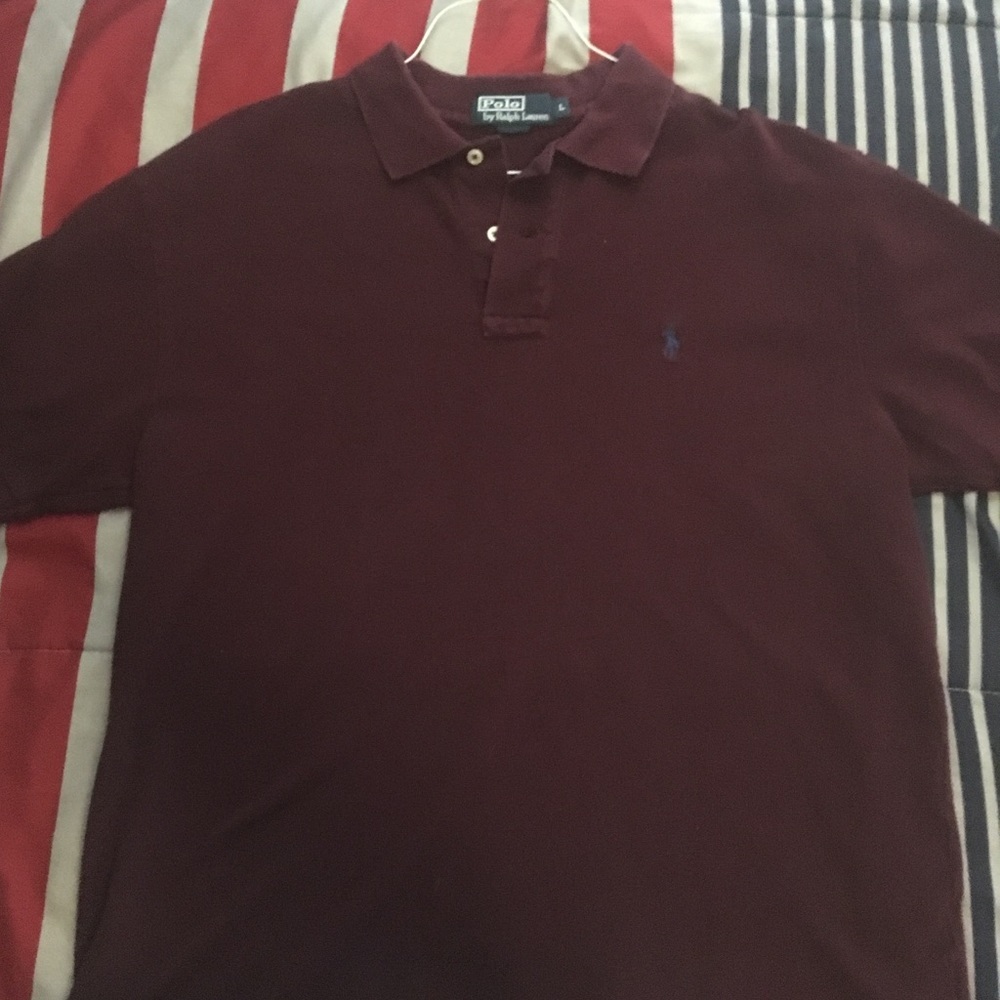 Burgundy Polo RL Collared T-Shirt